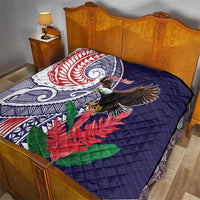 American Samoa Bald Eagle Personalized Quilt Polynesian Teuila Flowers - Polynesian Pride