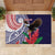 American Samoa Bald Eagle Personalized Rubber Doormat Polynesian Teuila Flowers - Polynesian Pride