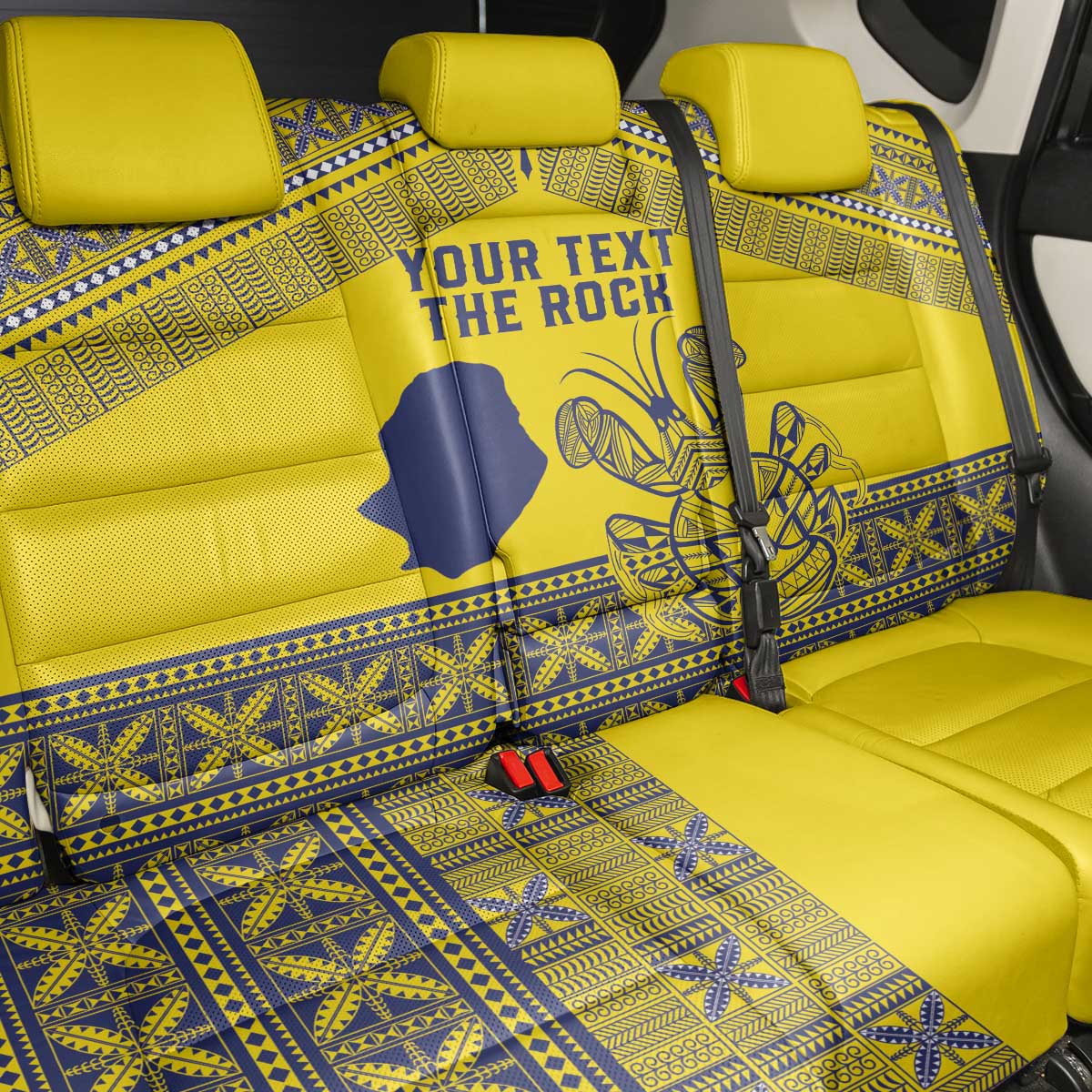 Niue Crab Personalised Back Car Seat Cover Niuean Hiapo Pattern - Polynesian Pride