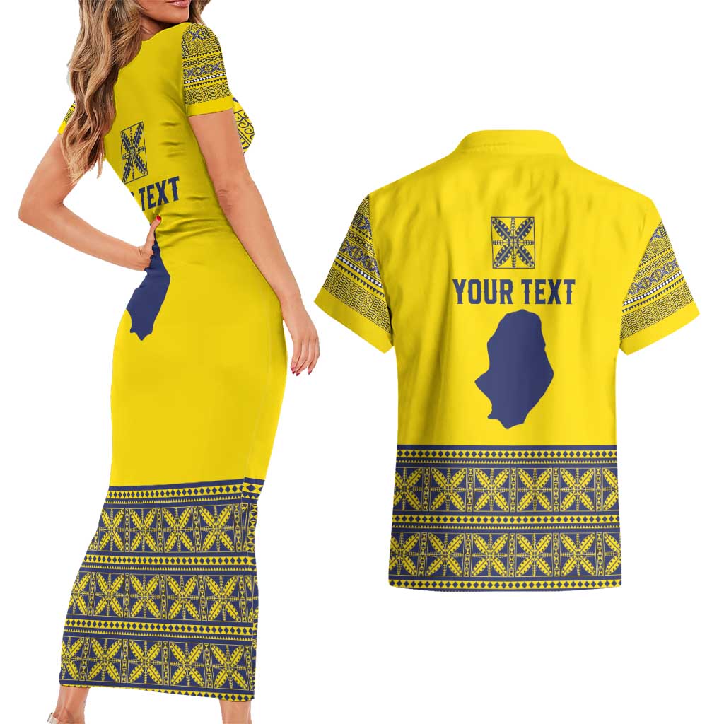 Niue Crab Personalised Couples Matching Short Sleeve Bodycon Dress and Hawaiian Shirt Niuean Hiapo Pattern - Polynesian Pride