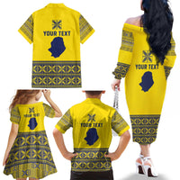 Niue Crab Personalised Family Matching Off The Shoulder Long Sleeve Dress and Hawaiian Shirt Niuean Hiapo Pattern - Polynesian Pride