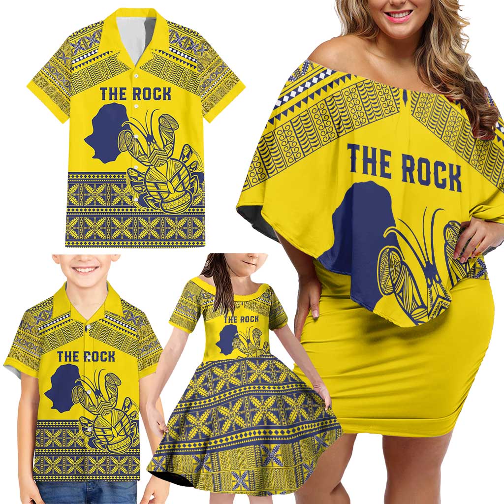 Niue Crab Personalised Family Matching Off Shoulder Short Dress and Hawaiian Shirt Niuean Hiapo Pattern - Polynesian Pride