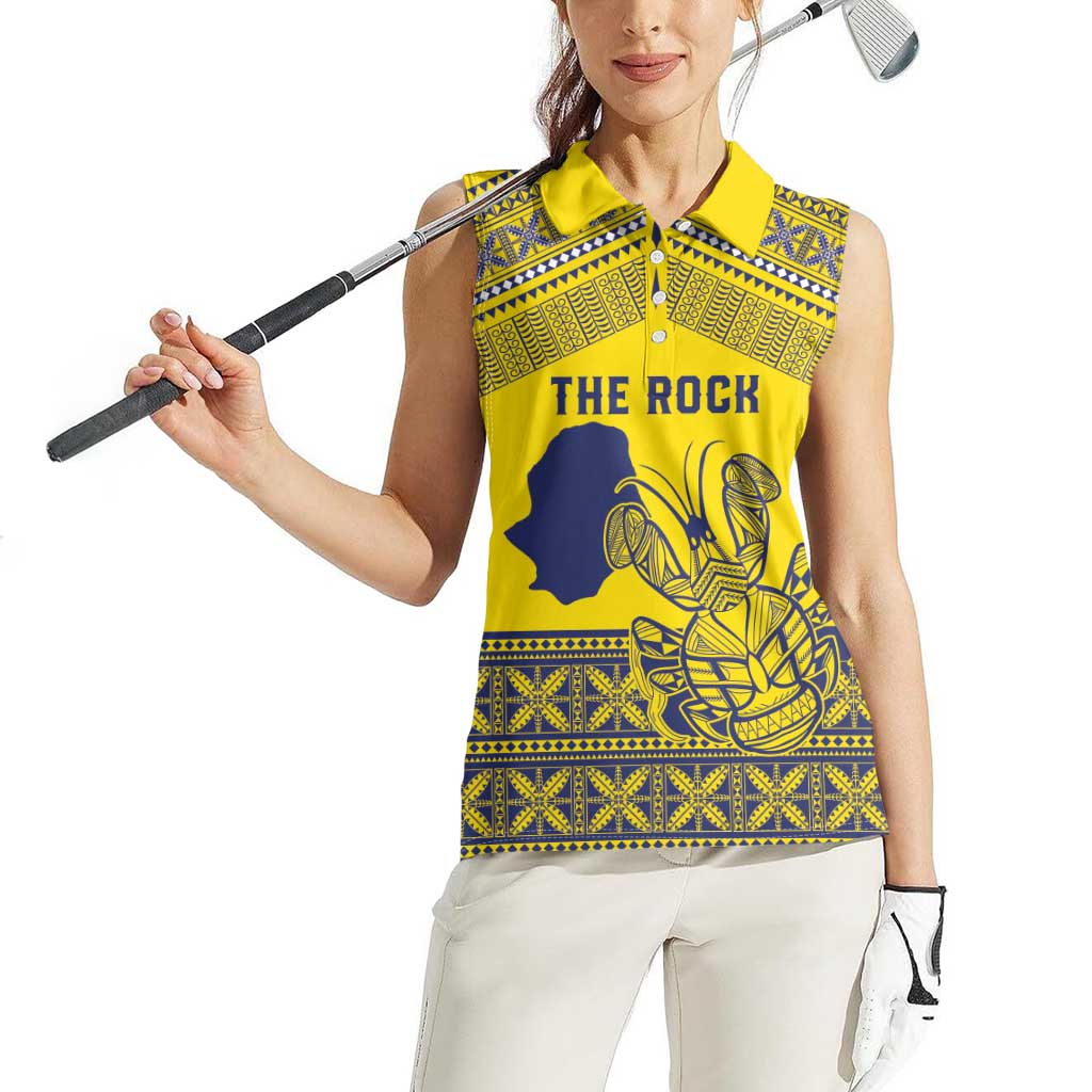 Niue Crab Personalised Women Sleeveless Polo Shirt Niuean Hiapo Pattern - Polynesian Pride