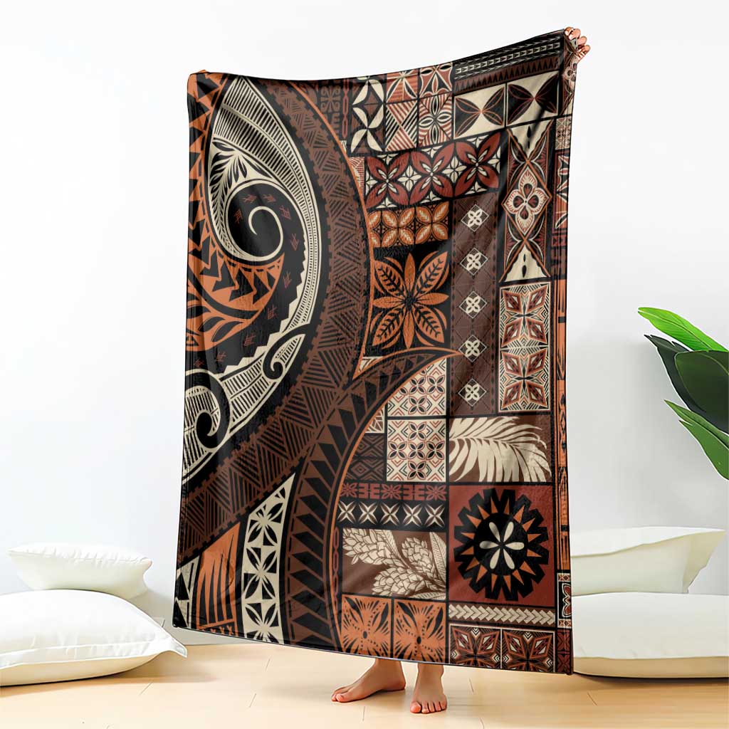 Vintage Samoa Siapo Mamanu Blanket Brown Samoan Tapa Motif - Polynesian Pride