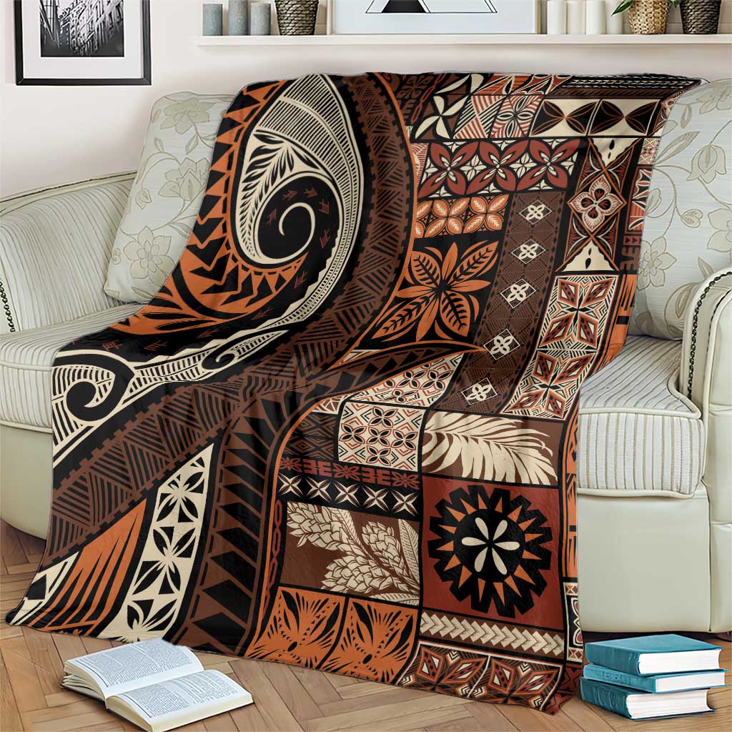 Vintage Samoa Siapo Mamanu Blanket Brown Samoan Tapa Motif - Polynesian Pride