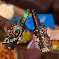 Vintage Samoa Siapo Mamanu 4 in 1 Can Cooler Tumbler Brown Samoan Tapa Motif - Polynesian Pride