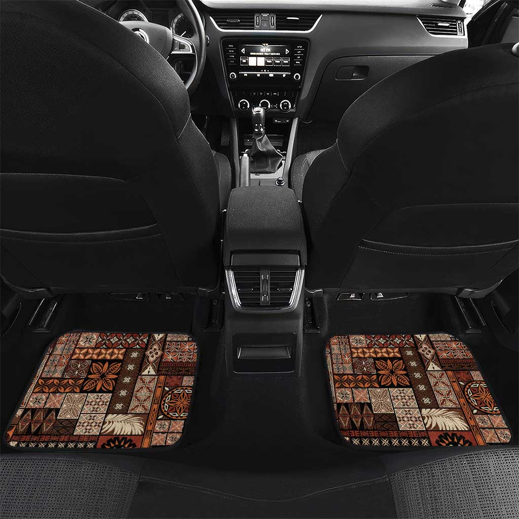 Vintage Samoa Siapo Mamanu Car Mats Brown Samoan Tapa Motif - Polynesian Pride