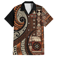 Vintage Samoa Siapo Mamanu Hawaiian Shirt Brown Samoan Tapa Motif - Polynesian Pride