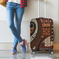 Vintage Samoa Siapo Mamanu Luggage Cover Brown Samoan Tapa Motif - Polynesian Pride
