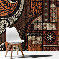 Vintage Samoa Siapo Mamanu Window Curtain Brown Samoan Tapa Motif - Polynesian Pride