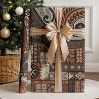 Vintage Samoa Siapo Mamanu Wrapping Paper Brown Samoan Tapa Motif - Polynesian Pride