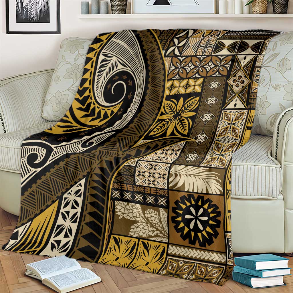 Vintage Samoa Siapo Mamanu Blanket Gold Samoan Tapa Motif - Polynesian Pride