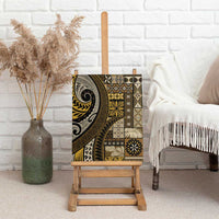 Vintage Samoa Siapo Mamanu Canvas Wall Art Gold Samoan Tapa Motif - Polynesian Pride