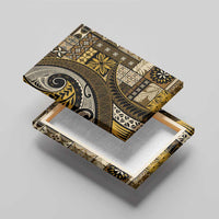 Vintage Samoa Siapo Mamanu Canvas Wall Art Gold Samoan Tapa Motif - Polynesian Pride