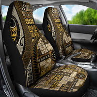 Vintage Samoa Siapo Mamanu Car Seat Cover Gold Samoan Tapa Motif - Polynesian Pride