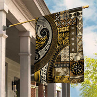 Vintage Samoa Siapo Mamanu Garden Flag Gold Samoan Tapa Motif - Polynesian Pride