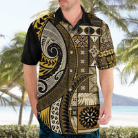 Vintage Samoa Siapo Mamanu Hawaiian Shirt Gold Samoan Tapa Motif - Polynesian Pride