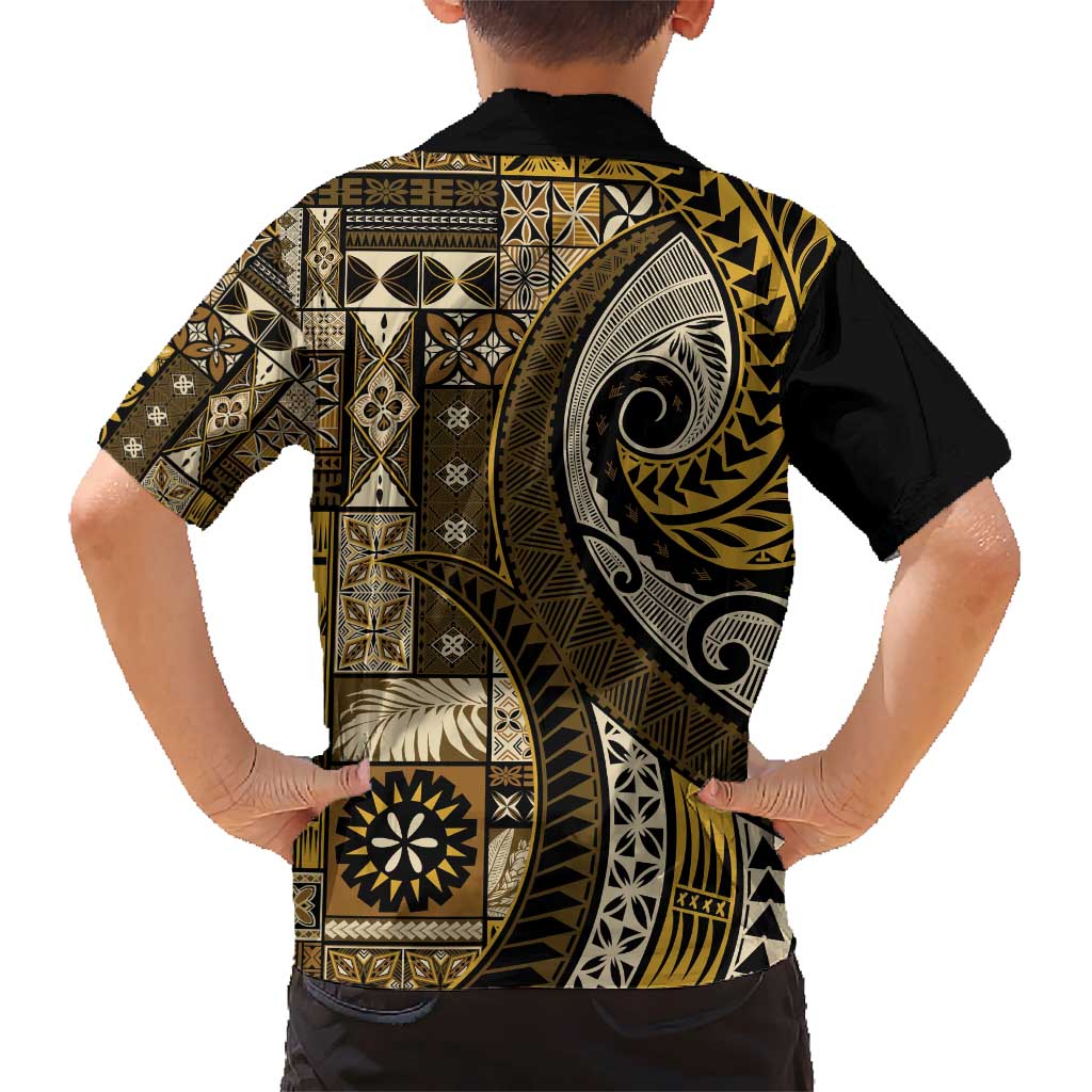 Vintage Samoa Siapo Mamanu Hawaiian Shirt Gold Samoan Tapa Motif - Polynesian Pride