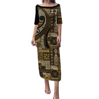 Vintage Samoa Siapo Mamanu Puletasi Gold Samoan Tapa Motif - Polynesian Pride