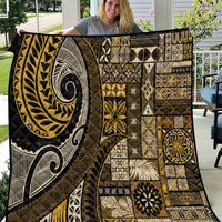 Vintage Samoa Siapo Mamanu Quilt Gold Samoan Tapa Motif - Polynesian Pride