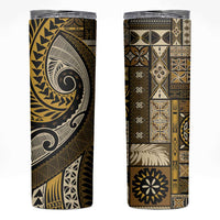 Vintage Samoa Siapo Mamanu Skinny Tumbler Gold Samoan Tapa Motif - Polynesian Pride
