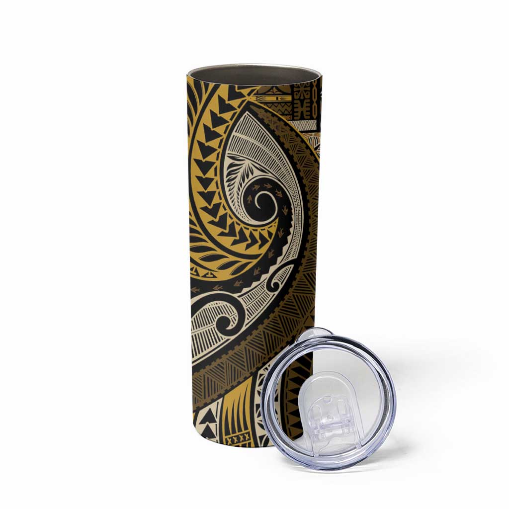 Vintage Samoa Siapo Mamanu Skinny Tumbler Gold Samoan Tapa Motif - Polynesian Pride