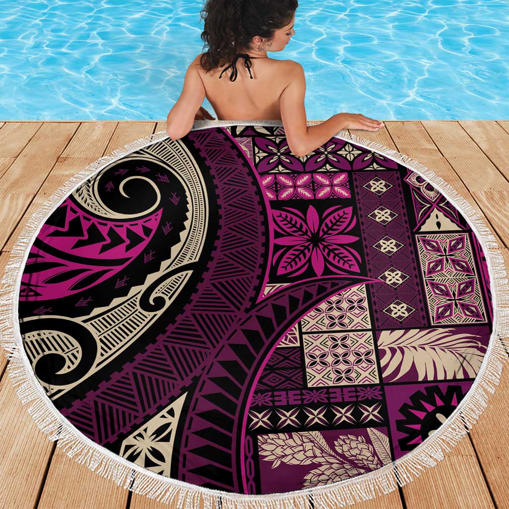 Vintage Samoa Siapo Mamanu Beach Blanket Pink Samoan Tapa Motif - Polynesian Pride