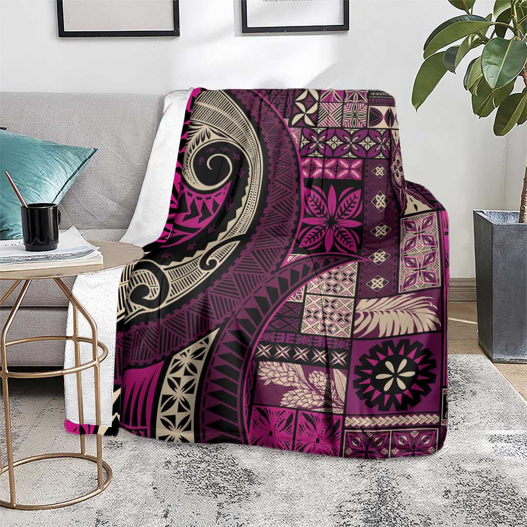 Vintage Samoa Siapo Mamanu Blanket Pink Samoan Tapa Motif - Polynesian Pride