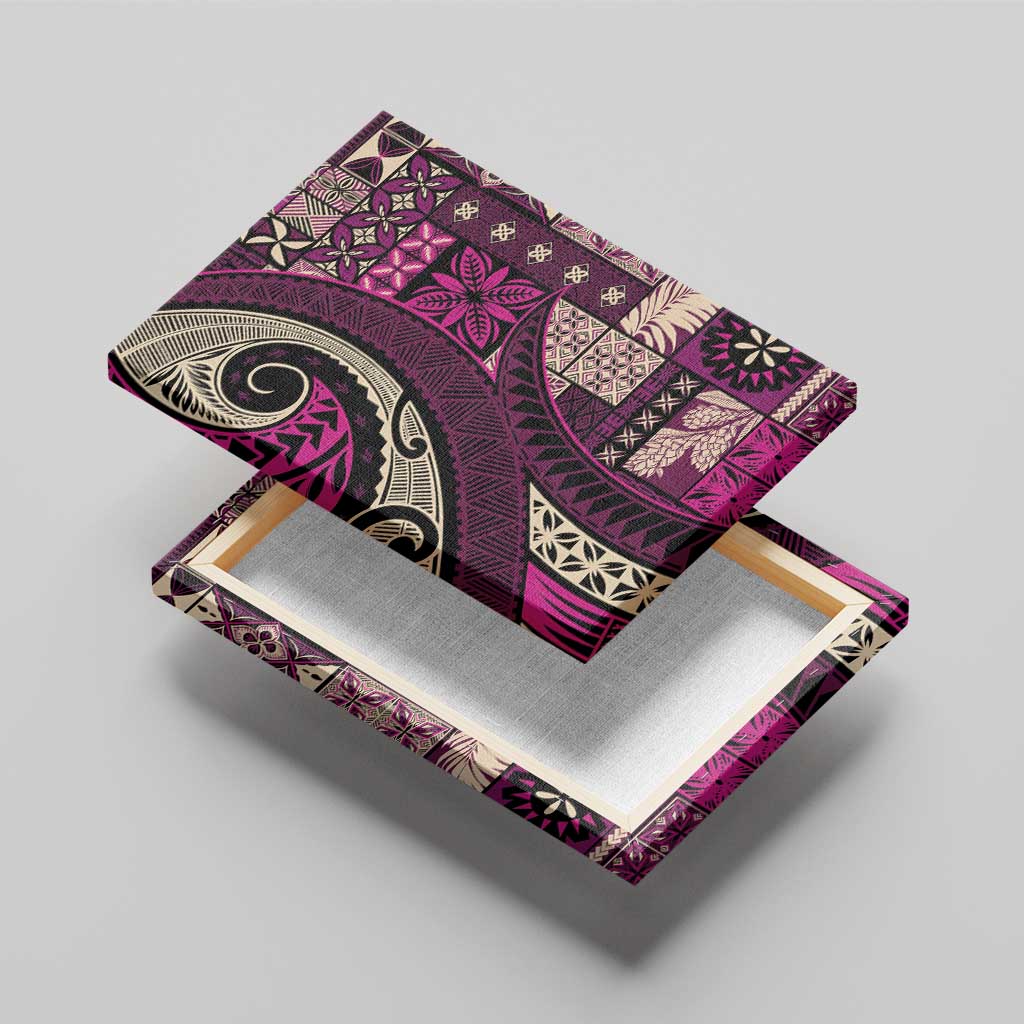 Vintage Samoa Siapo Mamanu Canvas Wall Art Pink Samoan Tapa Motif - Polynesian Pride