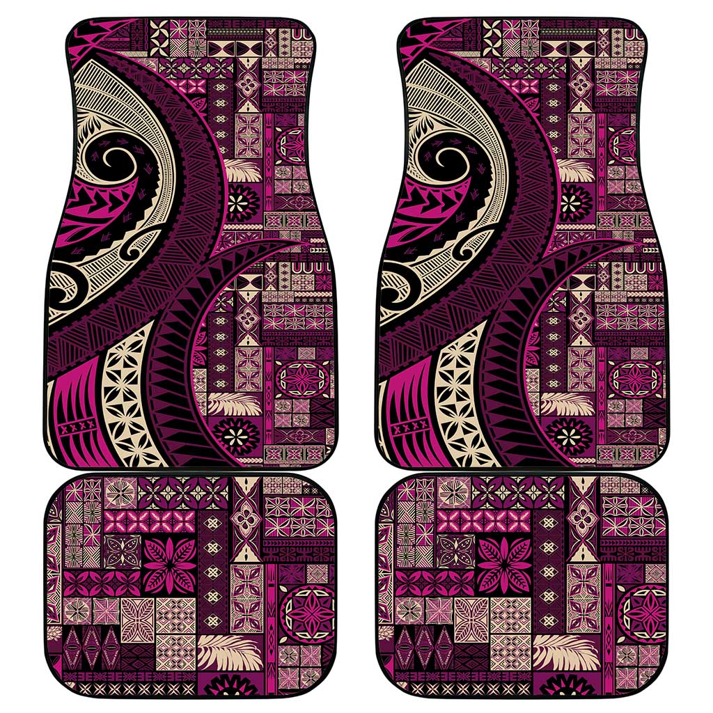 Vintage Samoa Siapo Mamanu Car Mats Pink Samoan Tapa Motif - Polynesian Pride