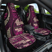 Vintage Samoa Siapo Mamanu Car Seat Cover Pink Samoan Tapa Motif - Polynesian Pride