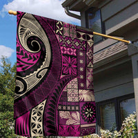 Vintage Samoa Siapo Mamanu Garden Flag Pink Samoan Tapa Motif - Polynesian Pride