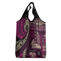 Vintage Samoa Siapo Mamanu Grocery Bag Pink Samoan Tapa Motif - Polynesian Pride