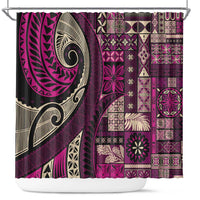 Vintage Samoa Siapo Mamanu Shower Curtain Pink Samoan Tapa Motif - Polynesian Pride