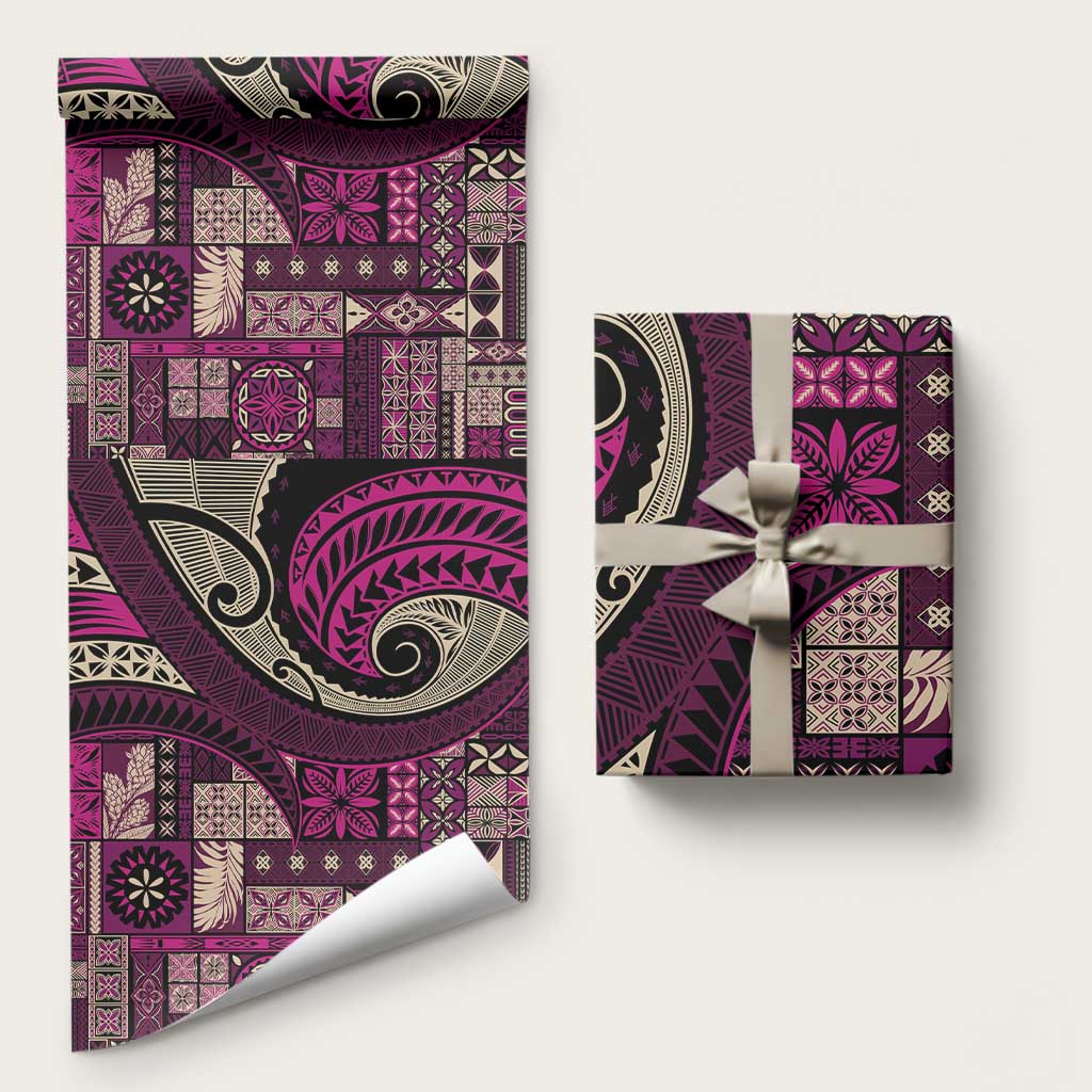Vintage Samoa Siapo Mamanu Wrapping Paper Pink Samoan Tapa Motif - Polynesian Pride