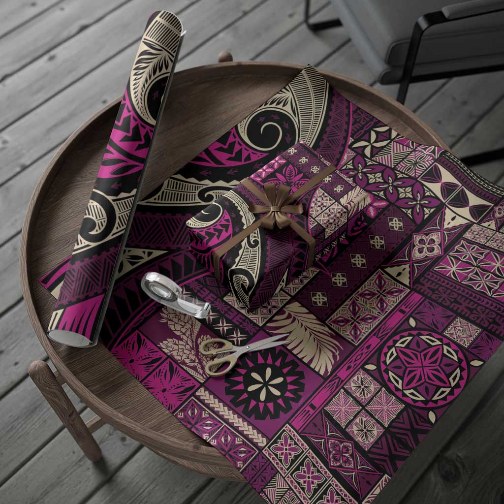 Vintage Samoa Siapo Mamanu Wrapping Paper Pink Samoan Tapa Motif - Polynesian Pride