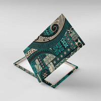 Vintage Samoa Siapo Mamanu Canvas Wall Art Teal Samoan Tapa Motif - Polynesian Pride