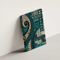 Vintage Samoa Siapo Mamanu Canvas Wall Art Teal Samoan Tapa Motif - Polynesian Pride