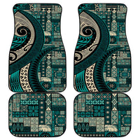 Vintage Samoa Siapo Mamanu Car Mats Teal Samoan Tapa Motif - Polynesian Pride