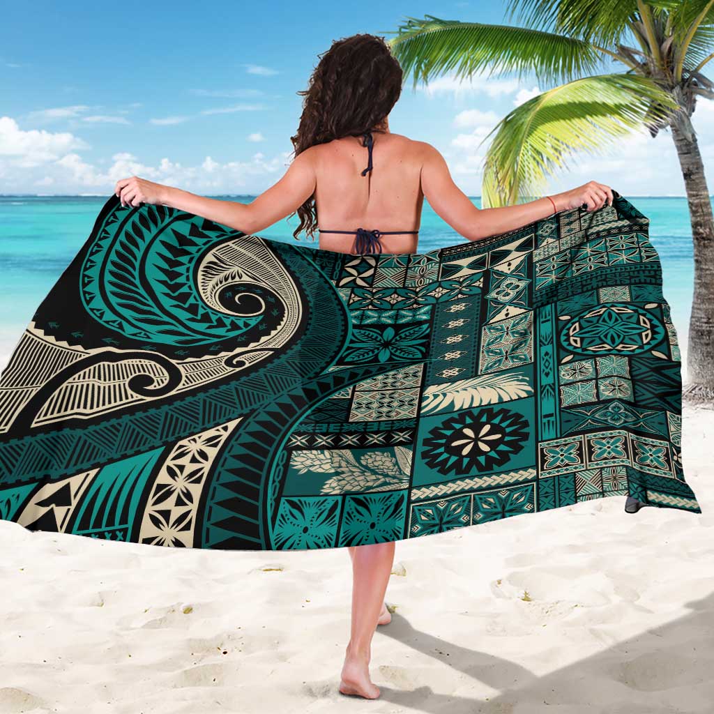 Vintage Samoa Siapo Mamanu Sarong Teal Samoan Tapa Motif - Polynesian Pride