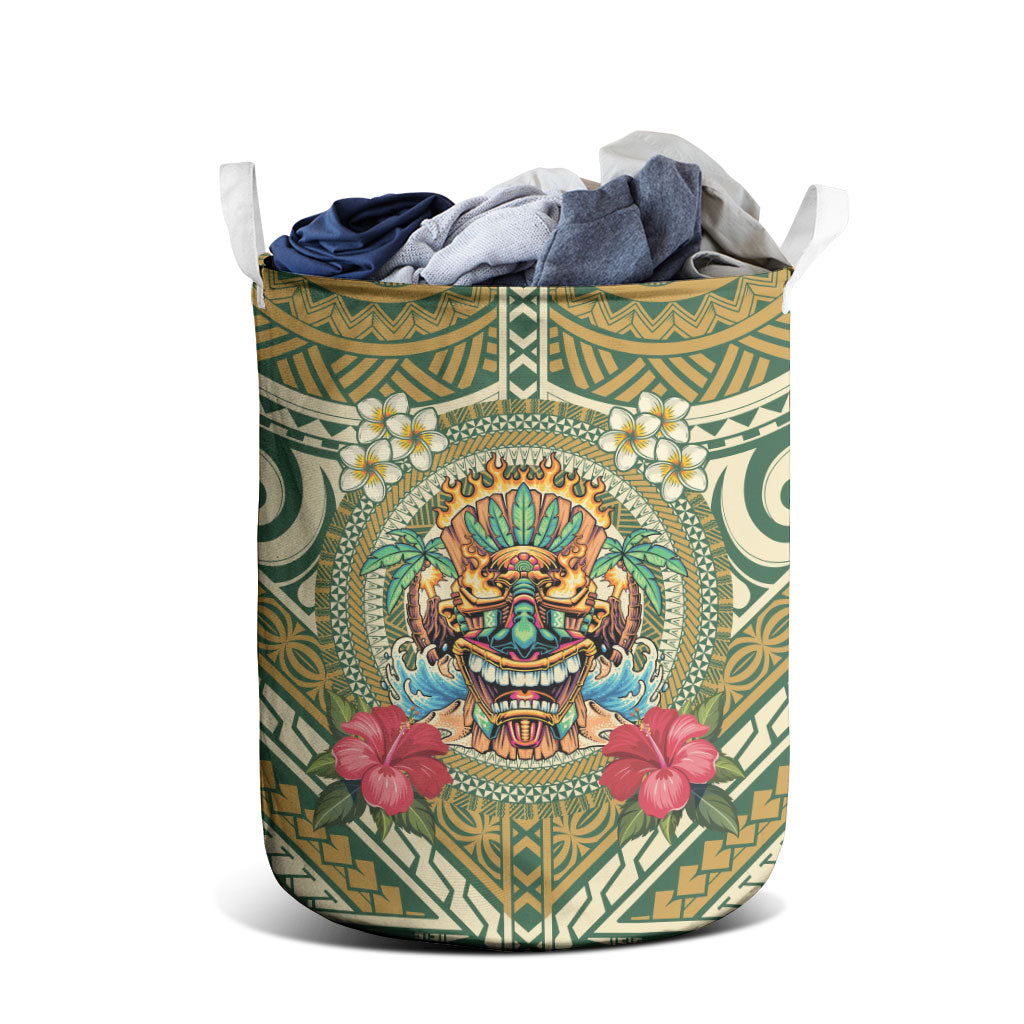 Hawaii Tiki Mask Laundry Basket Mele Kalikimaka i Iulai!