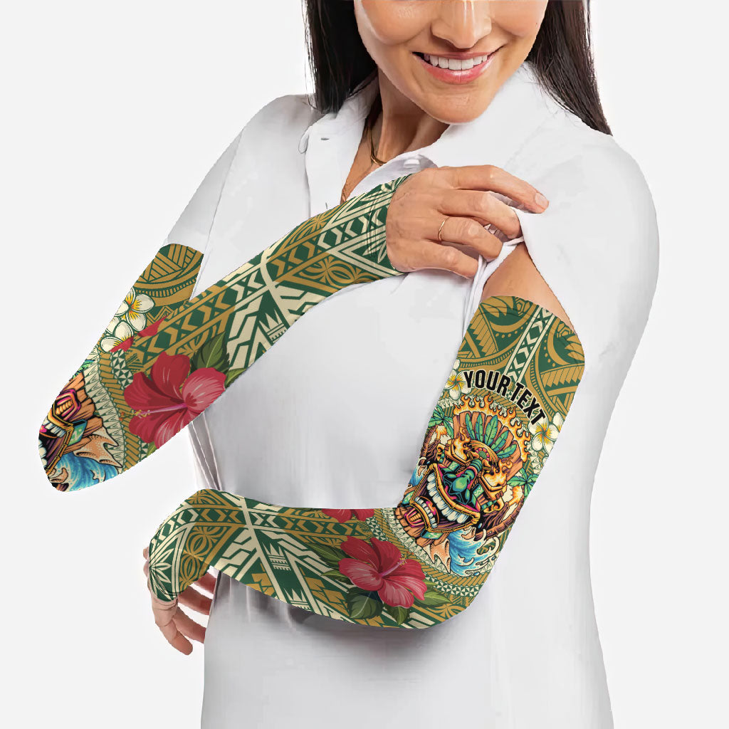 Hawaii Tiki Mask Personalized Arm Sleeves Mele Kalikimaka i Iulai!