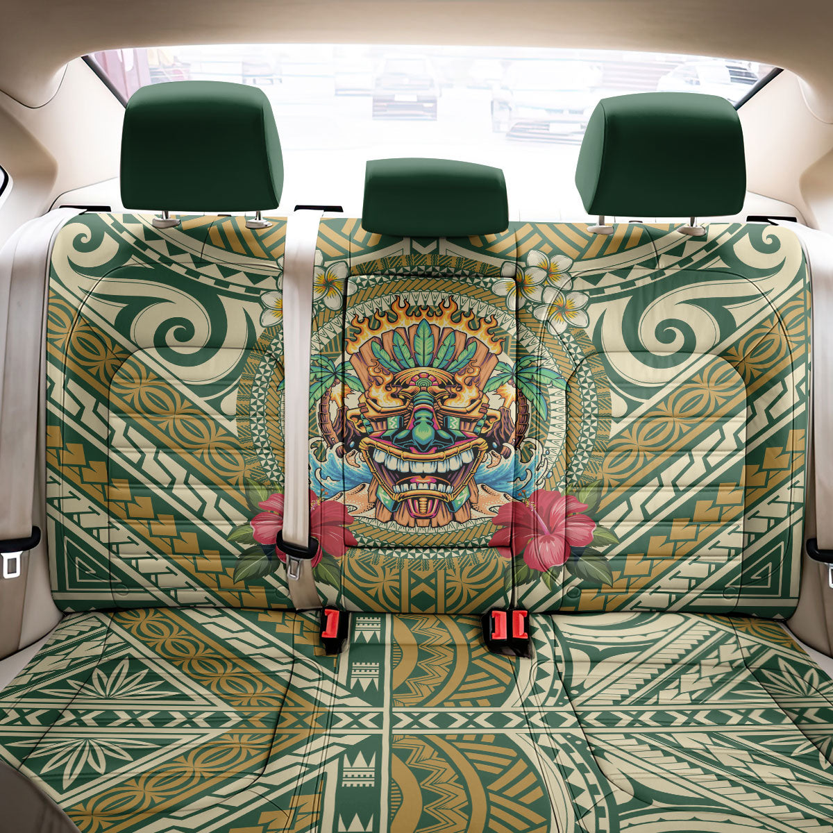 Hawaii Tiki Mask Back Car Seat Cover Mele Kalikimaka i Iulai! LT9 - Polynesian Pride