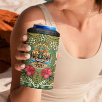 Hawaii Tiki Mask Personalized 4 in 1 Can Cooler Tumbler Mele Kalikimaka i Iulai!