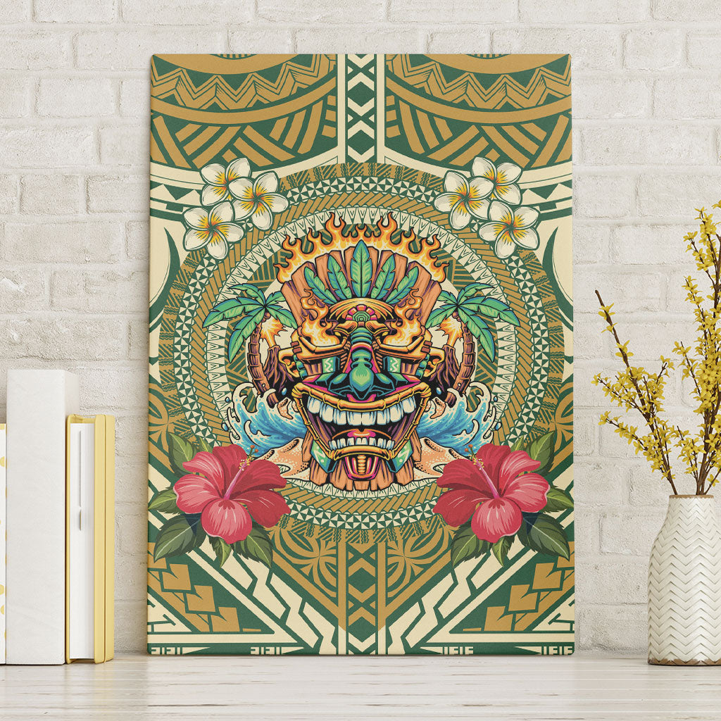 Hawaii Tiki Mask Canvas Wall Art Mele Kalikimaka i Iulai!