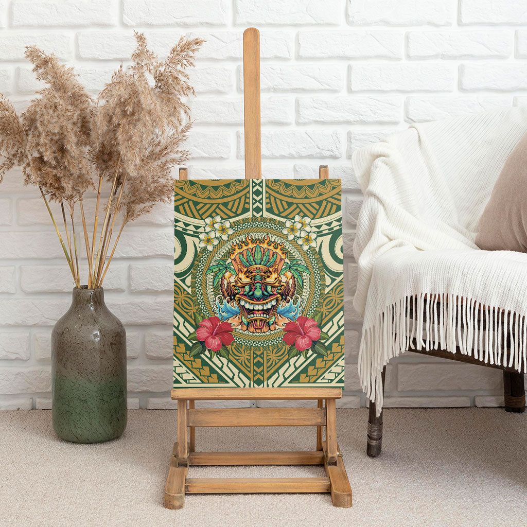 Hawaii Tiki Mask Canvas Wall Art Mele Kalikimaka i Iulai!