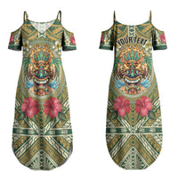 Hawaii Tiki Mask Personalized Couples Matching Summer Maxi Dress and Hawaiian Shirt Mele Kalikimaka i Iulai! LT9 - Polynesian Pride