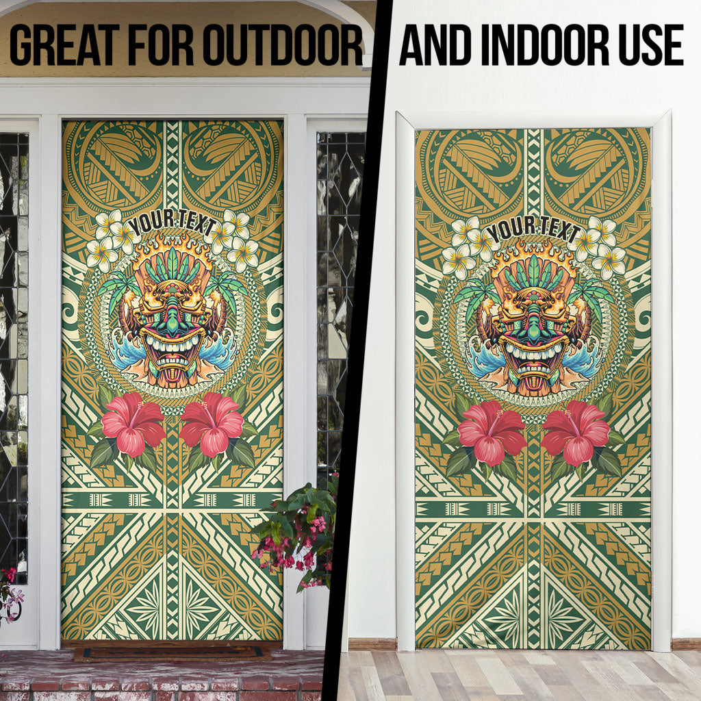 Hawaii Tiki Mask Personalized Door Cover Mele Kalikimaka i Iulai!