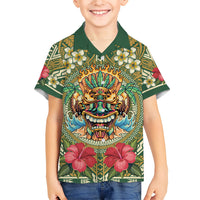 Hawaii Tiki Mask Personalized Family Matching Mermaid Dress and Hawaiian Shirt Mele Kalikimaka i Iulai!