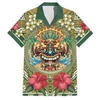 Hawaii Tiki Mask Personalized Family Matching Puletasi and Hawaiian Shirt Mele Kalikimaka i Iulai!